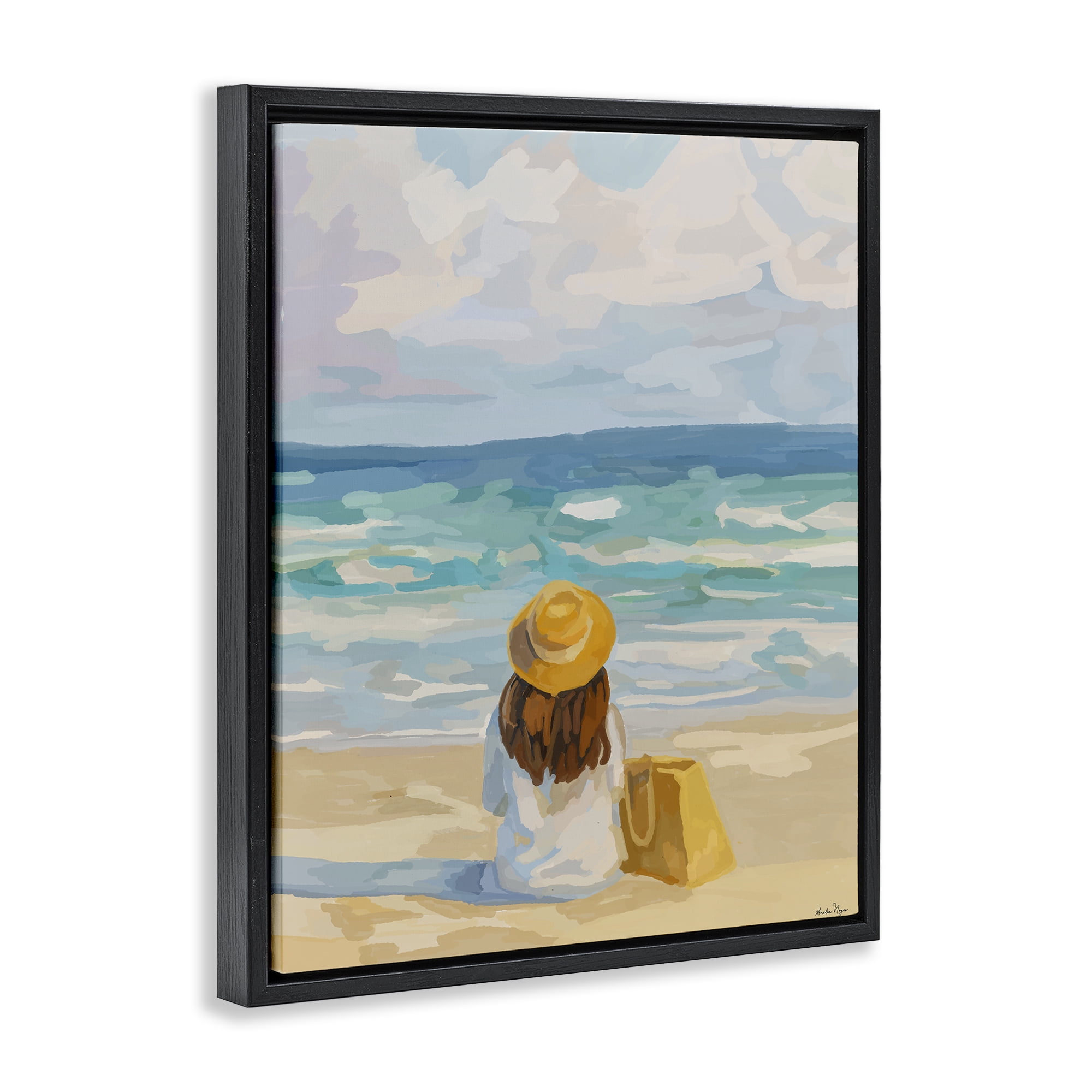 Stupell Industries Peaceful At The Beach Black Framed Floater Canvas Wall Art, design by Amelia Noyes