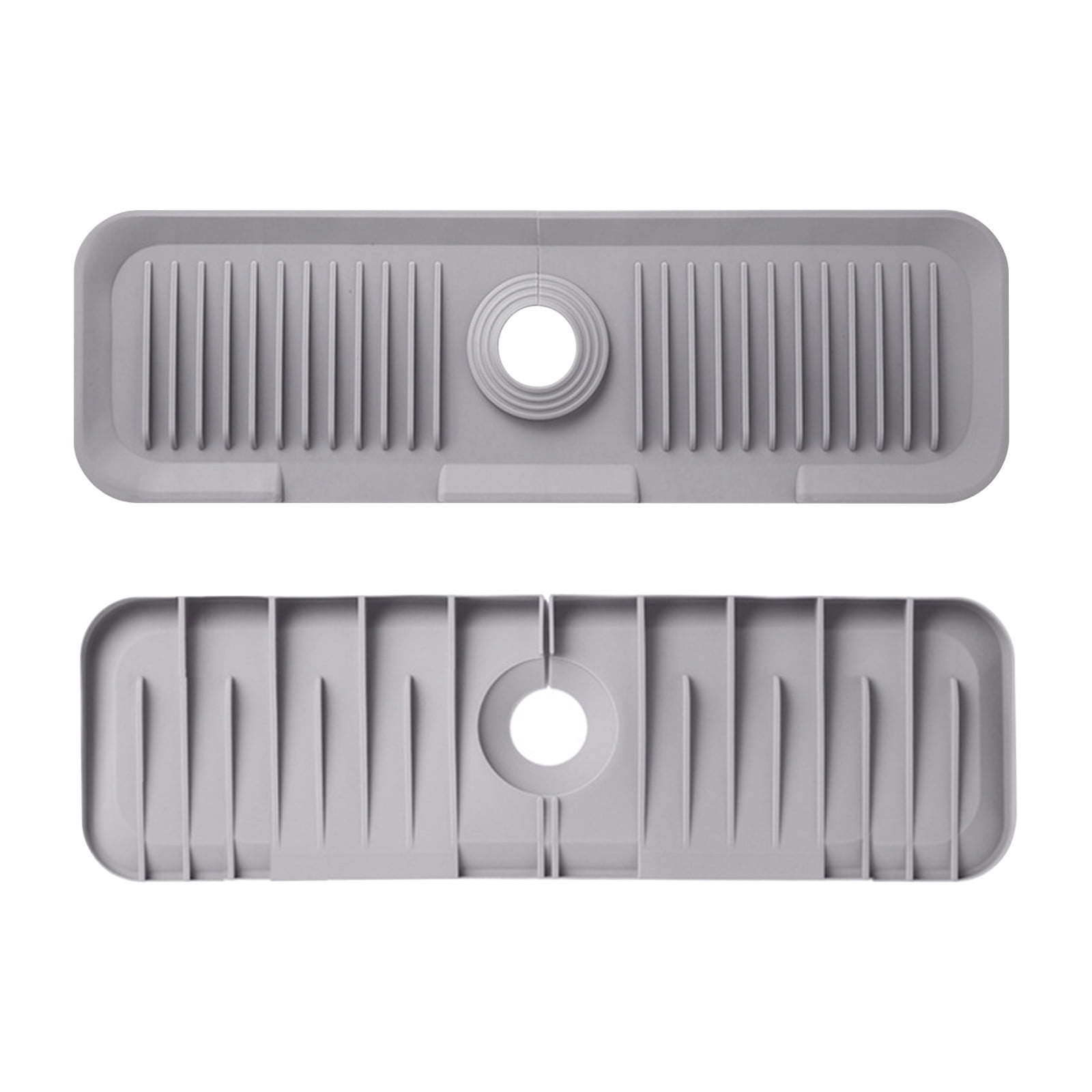 CQCYD Silicone Faucet Mat Guard, Fast Drying Sink Draining Tray, Stone Texture Sink Protector Mat for Kitchen Bathroom, Water Splash Guard, Countertop Organizer, Dish Soap Sponge Holder