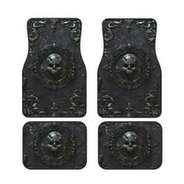 Cauagu Ornate Dark Skull Book Pattern Car Floor Mat Set of 4,Car Carpet Mats Car Mats with Anti-Slip Backing & Driver Heel Pad Universal Fit for Cars/Trucks/SUV/Vans