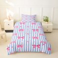 thumbnail image 2 of spefrowx Lined Bow Twin Duvet Cover for Girls, Pink Blue Stripe Abstract Twin Bedding, Stars Reversible, 2pcs, 1 Duvet Cover and 1 Pillowcase, 2 of 6