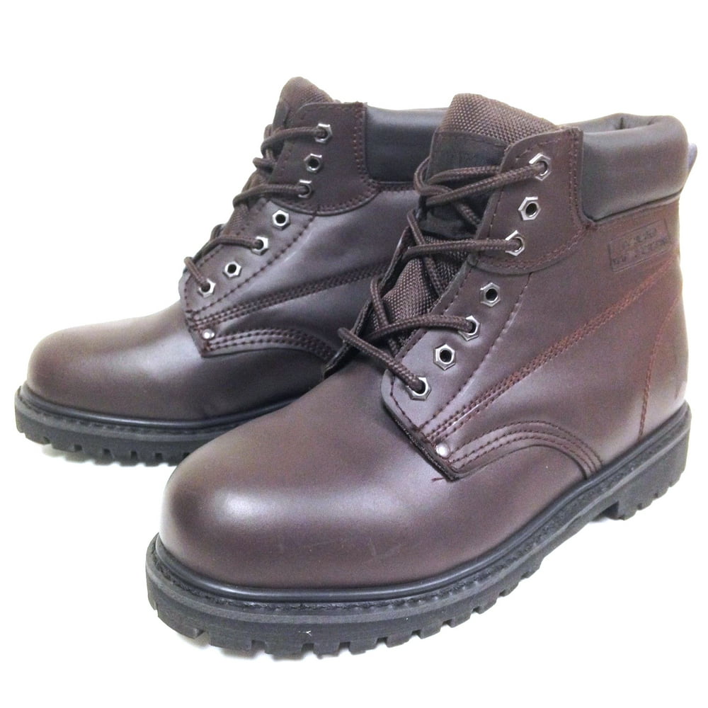 BP Clothing Men's Work Boots 6" Brown Leather Water Resistant Slip