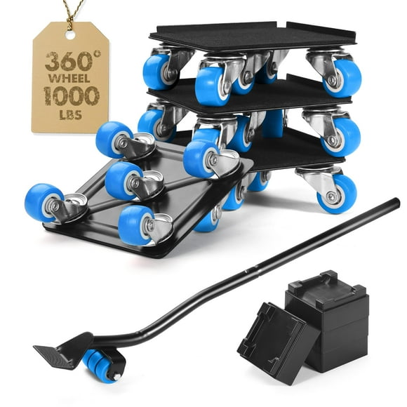 Heavy Duty Furniture Moving Tool Set, Supports up to 1000 Pounds, 5 Wheel Metal Furniture Mover, Furniture Dolly, Appliance Furniture Sliders with Wheels, Furniture