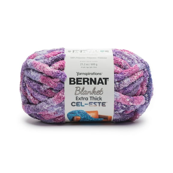 Bernat Blanket Extra Thick Cel-Este #7 Jumbo Polyester Yarn, Andromeda Purple 21.2oz/600g 65 Yards