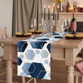 thumbnail image 2 of Navy Blue Marble 90 Inch Table Runner, Gold White Geometric Hexagon Modern Farmhouse Dresser Scarf Cotton & Linen Tablerunner for Dining/Kitchen Island/Holiday Party Décor 13" x 90", 2 of 9