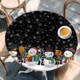 thumbnail image 2 of Black Snowman Round Tablecloth, Fitted Table Cover with Elastic for 36"-44" Round Tables, Christmas Winter Snowflake Xmas Tree Table Cloth Outdoor Indoor Dinning Party Waterproof Tablecloths, 2 of 7