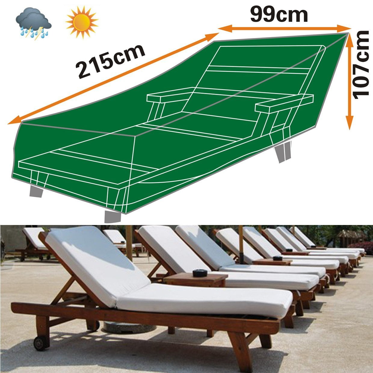 Sunrise Outdoor Patio Garden Chaise Lounge Chair Protector, Furniture