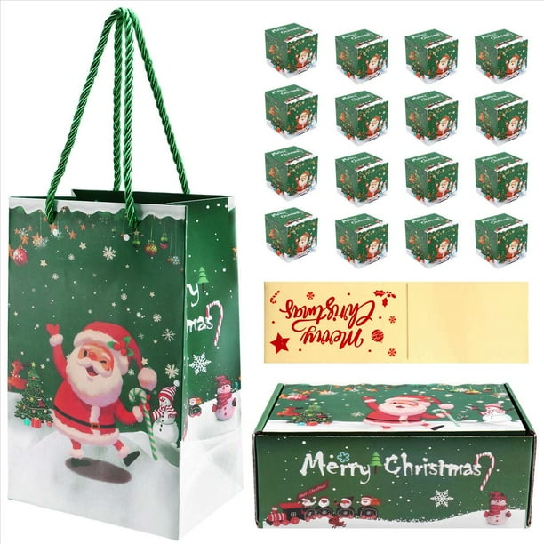 Juego de Alcancías Navideñas, Caja de Regalo con Forma de Explosión para Dinero, Alcancía Navideña para Tirar de Regalos en Efectivo (Verde, 16 Piezas)