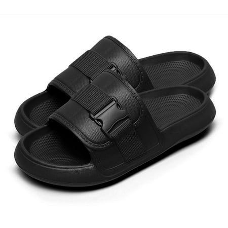

Lightweight Slippers Comfort Casual Slippers Open Toe Platform Beach Sandals for Couple Black 38/39