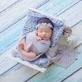 thumbnail image 3 of Baby Wooden Bed Gift Photo Prop Posing Portable Durable Photography Shotting(Brown), 3 of 7