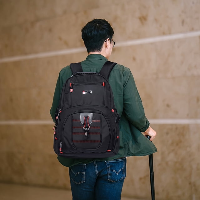Extra Large Backpack Big College 17 Inch Laptop Bag With USB Charging Port Men Black