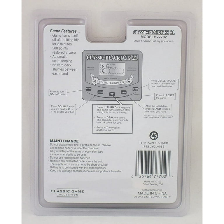 Classic Blackjack 21 Handheld Electronic Game - Digital Casino