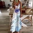 thumbnail image 1 of SMihono Robe Maxi Bohème d'Été pour Femmes Grande Taille Mode Femme Bretelles Taille Mi-Haute Col en V Sans Manches Rayée Imprimée Robe Longue de Plage, 1 of 5