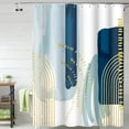 thumbnail image 3 of Boho Style Shower Curtain Watercolor Darkblue and Yellow Geometric Pattern Shower Curtains for Modern Abstract Bathroom Waterproof Fabric Decor Set with Hooks, 72W x 72H Inch, 3 of 6