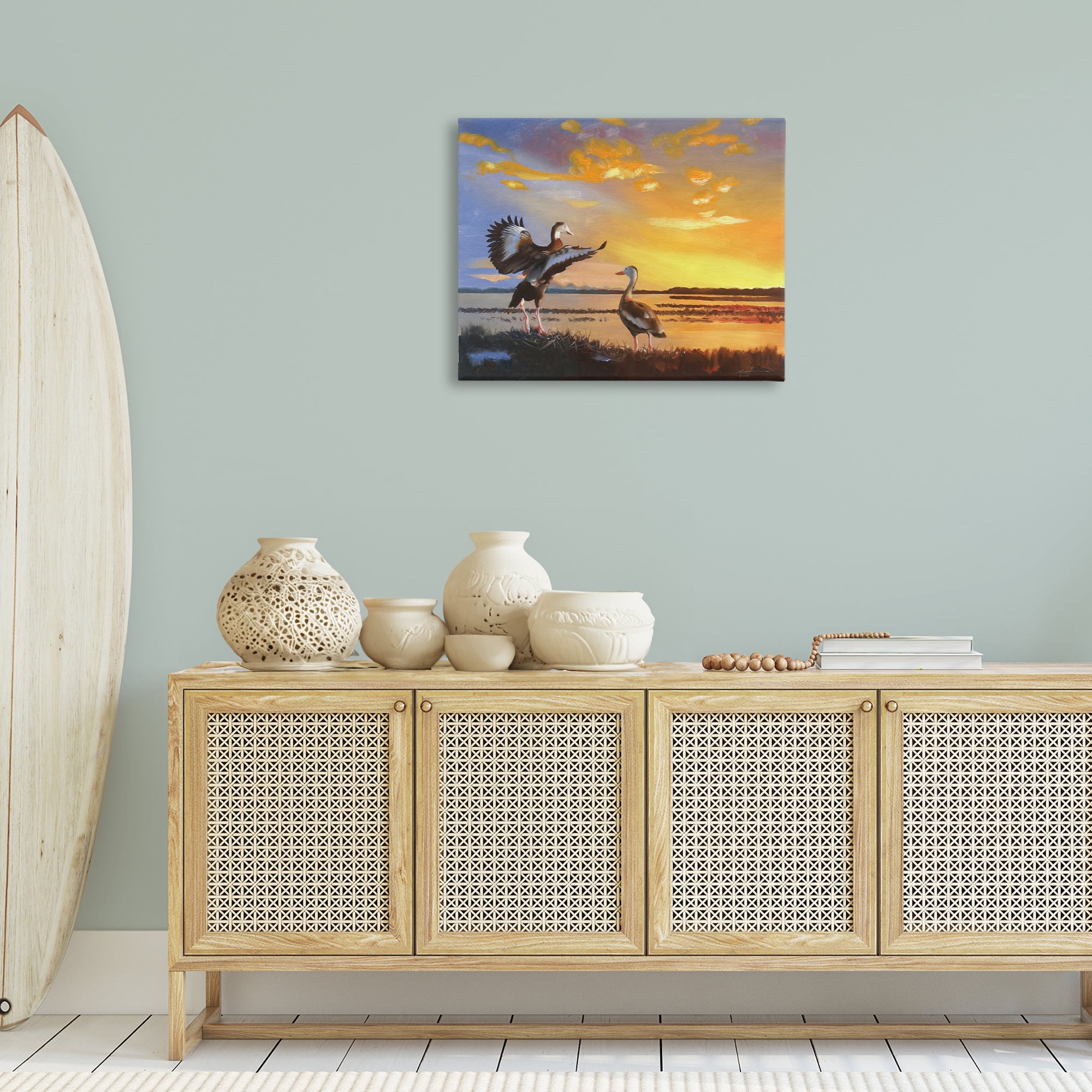 Stupell Industries Beach Birds at Sunset Animals & Insects Painting Gallery Wrapped Canvas Art Print Wall Art, 30 x 24