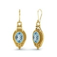 thumbnail image 2 of 7x5mm Oval Blue Topaz Dangle Women's Earrings Jewelry 925 Sterling Silver Gold Vermeil, 2 of 4