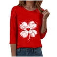 thumbnail image 6 of felwors Saint Patricks Day for Women Lucky Shamrock 3/4 Sleeve Shirt Funny Irish Graphic Tee Spring Party Tops (Red, M), 6 of 8