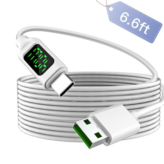 AICase 100W/5A USB C Cable Fast Charging USB-A to Type C Charger Cord With LCD Display 2M/6.6ft