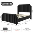 thumbnail image 2 of BeesClover Platform Bed Frame with 50.2" Headboard, Velvet Upholstered Bed Frame with Vertical Channel Tufted Headboard & Footboard, Nailhead Trim, No Box Spring Needed, 2 of 9