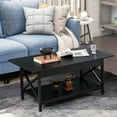 thumbnail image 5 of Gymax Coffee Table Industrial 2-Tier w/ Storage Shelf &Storage Shelf for Living Room Black, 5 of 10