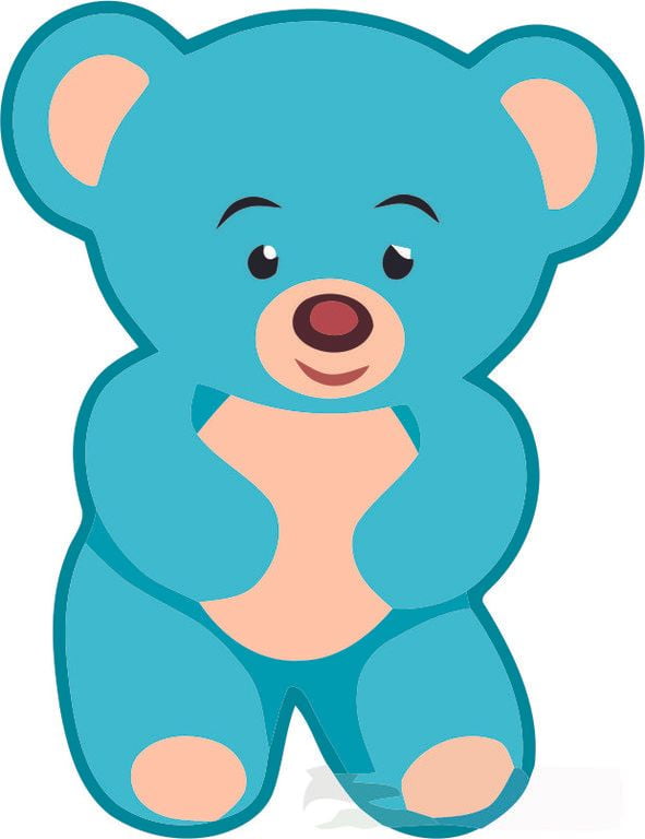 Cute Teddy Bear Blue Cartoon Character Wall Decal Peel and Stick Graphic Vinyl Sticker Wall