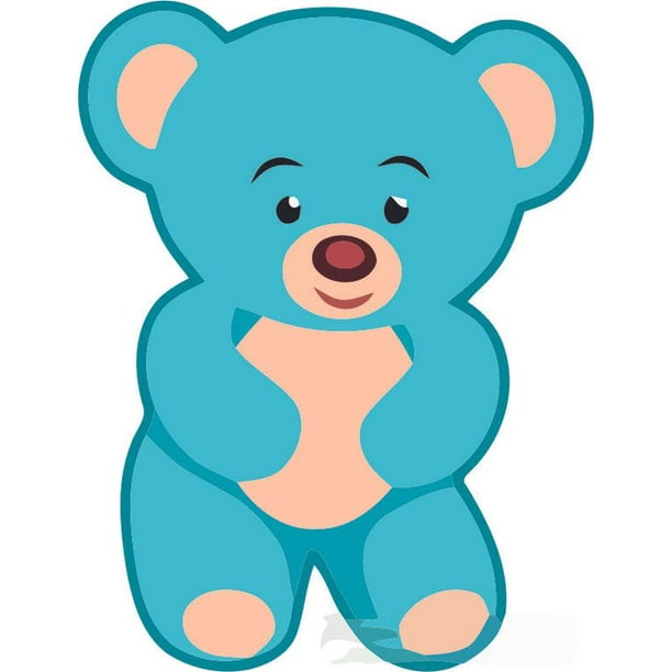 Cute Teddy Bear Blue Cartoon Character Wall Decal Peel and Stick