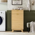 thumbnail image 3 of FANRAL Single Tilt Out Laundry Hamper Cabinet,10 Gallon Wooden Hidden Storage Cabinet,Fluted Trash Can for Bathroom Kitchen Living Room,Natural Oak Laundry Basket Cabinet, 3 of 9