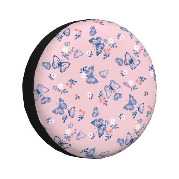 Fotbe Butterfly Funda de Llanta de Repuesto con Estampado, Engrosada, Ajuste Universal para Jeep, Remolque, RV, SUV, Camión-17 inch