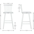 thumbnail image 2 of Windsor Bar Stools Set of 2, 26 Inch Counter Height Barstools Wooden Barstools with Spindle Back/Bigger Seat for Kitchen Island/Breakfast Bar/Home Pub, White, 2 of 7