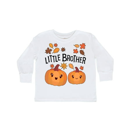 

Inktastic Little Brother Pumpkins with Fall Leaves Gift Toddler Boy Girl Long Sleeve T-Shirt