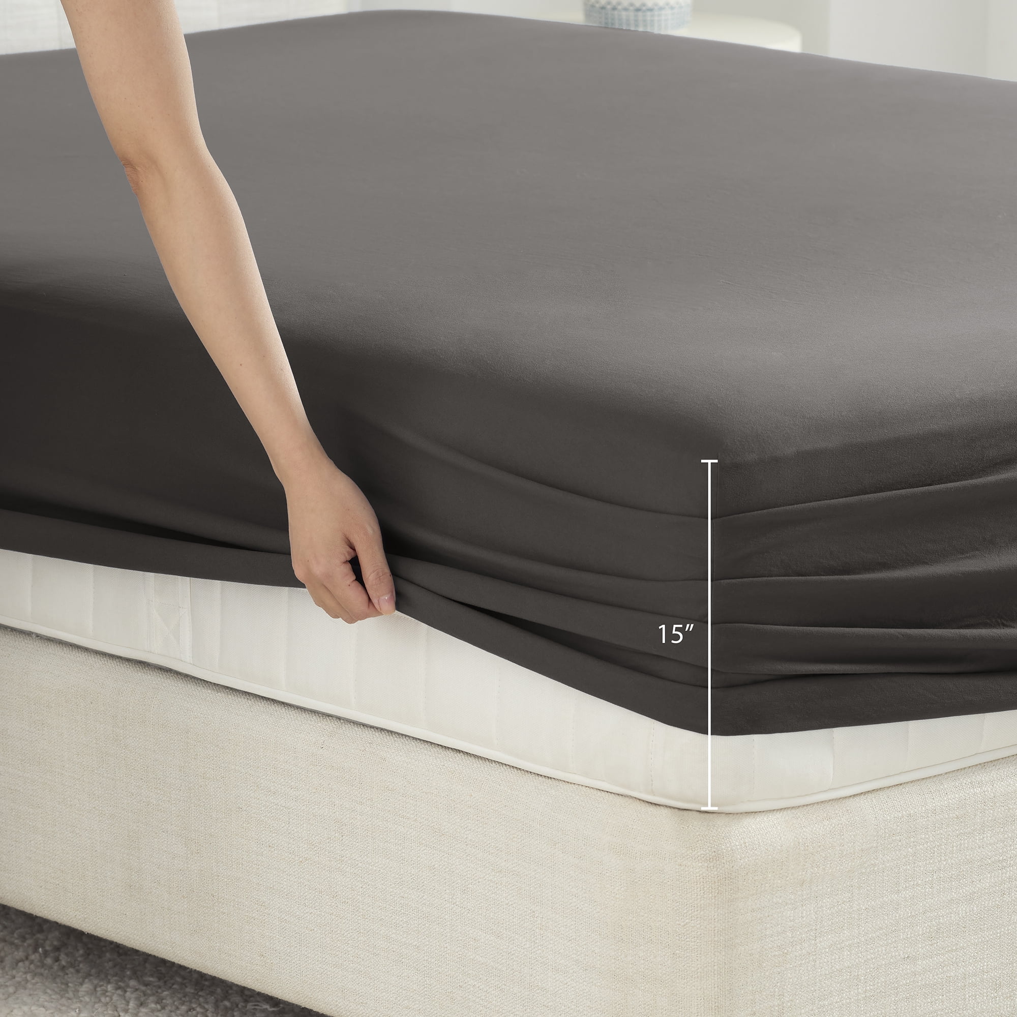 Casual Living Enzyme Comfort Washed 4-Piece Gray Sheet Set, Brushed for softness, Easy Care, Queen - Deep Pocket
