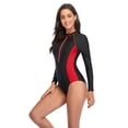 thumbnail image 5 of Uniexcosm Womens Athletic Surfing Suits One Piece Swimsuits Long Sleeve Swimsuit Sports Swimwear Bathing Suits, 5 of 6