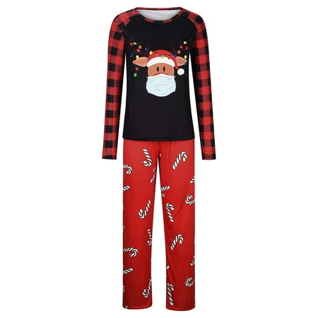 

REORIAFEE Christmas Pajamas for Family Christmas Pjs Matching Sleepwear Sets for Adults Kids Long Sleeve Pajamas Suit Top+Pants Mom M