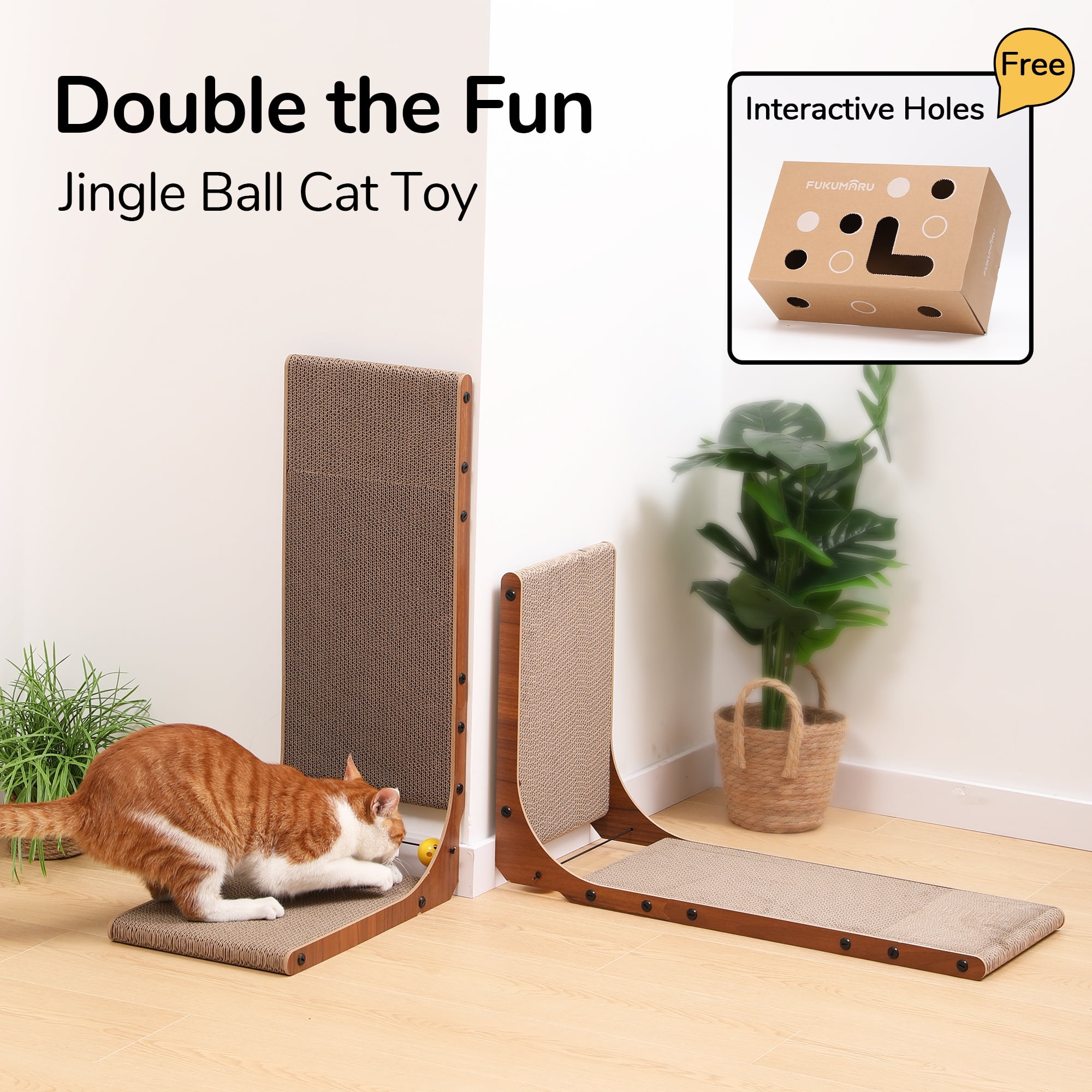 FUKUMARU Curved Cat Scratcher, 26.8 inch Cardboard Scratch Pad, 2 Pack