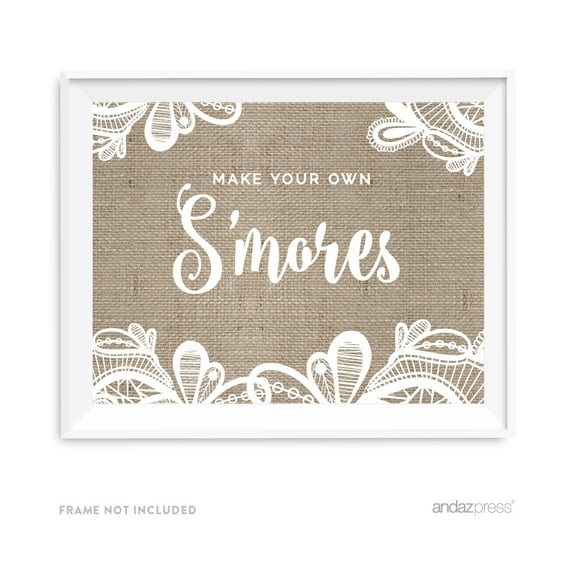 Make Your Own S'mores Burlap Lace Wedding Party Signs