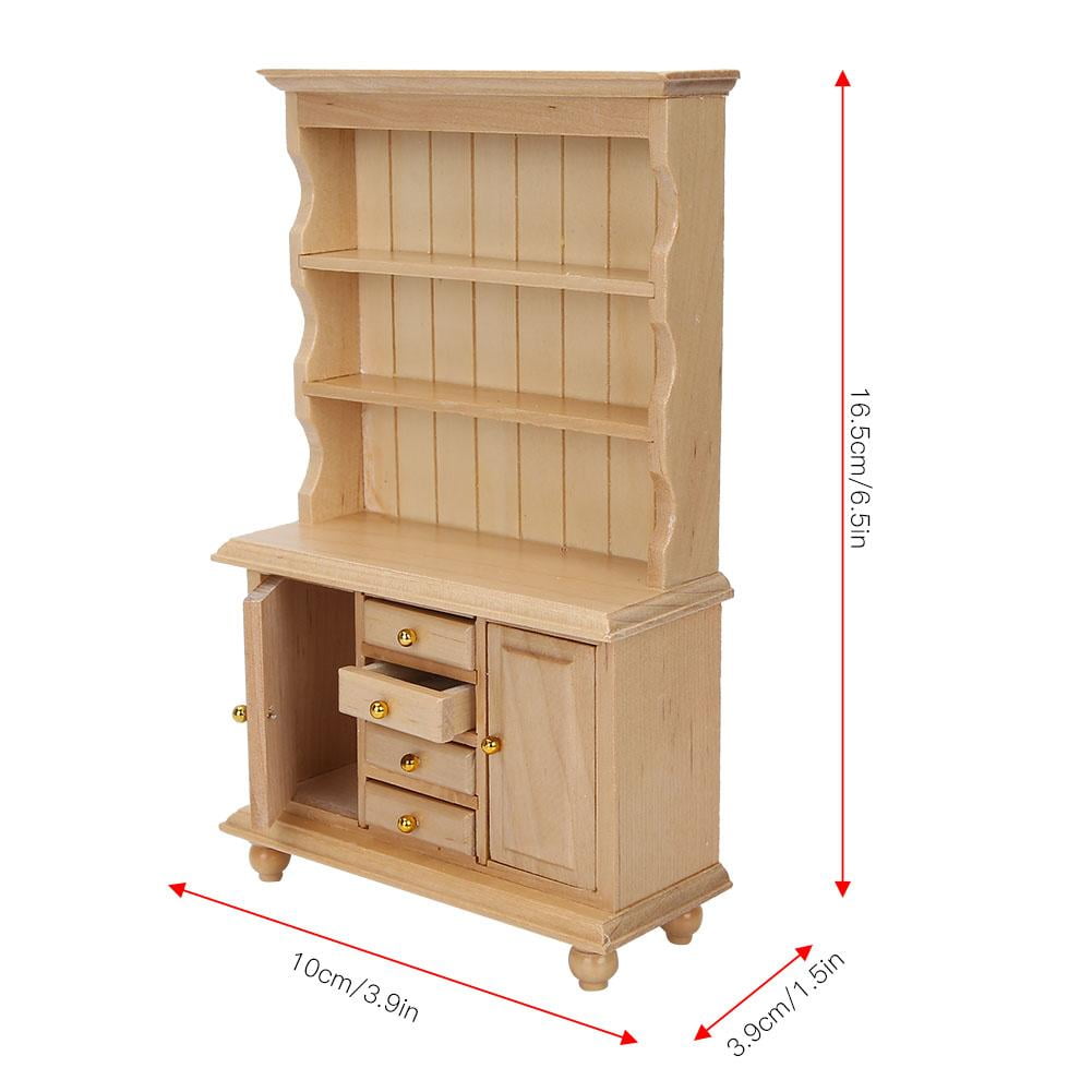 Lyumo 1 12 Doll House Accessories Wooden Three Layers Cabinet