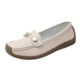 thumbnail image 5 of Womens Penny Loafers Comfortable Leather Soft Non Skid Work Flats Slip on Boat Shoes for Walking Driving, 5 of 6