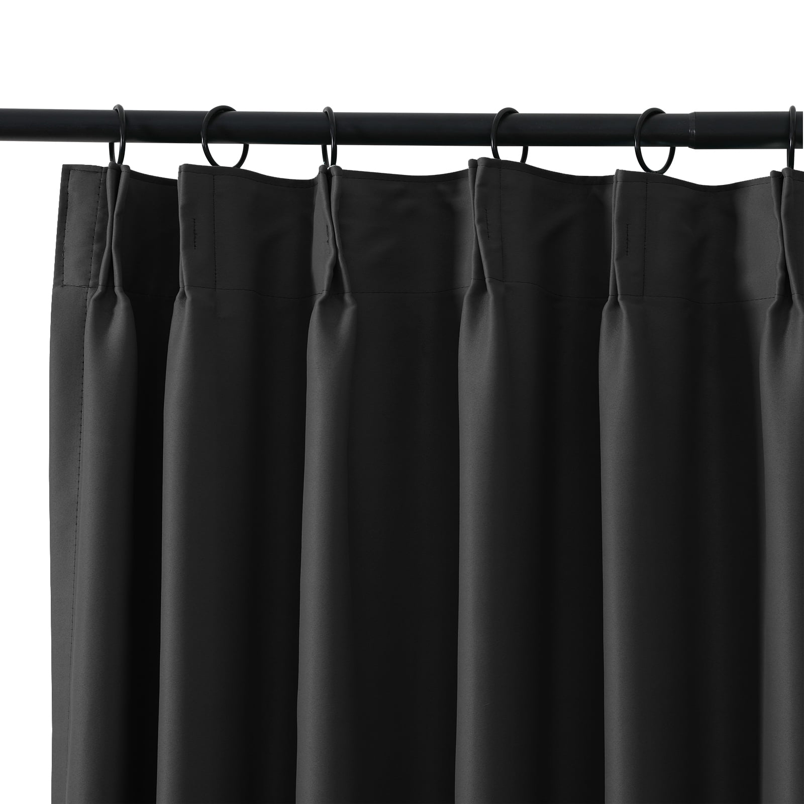 TWOPAGES Pinch Pleat Curtain Blackout Light Blocking Drape for Living Room, 1 Panel, 52"x108", Black