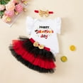 thumbnail image 2 of EnJoCho Baby Girl Valentines Day Outfit 3Pcs Set Letter Print 𝖱omper Bodysuit Tutu Skirt Headband Clothing Party Festival Holiday Photo Gift Set Toddler Baby Dress, 2 of 5