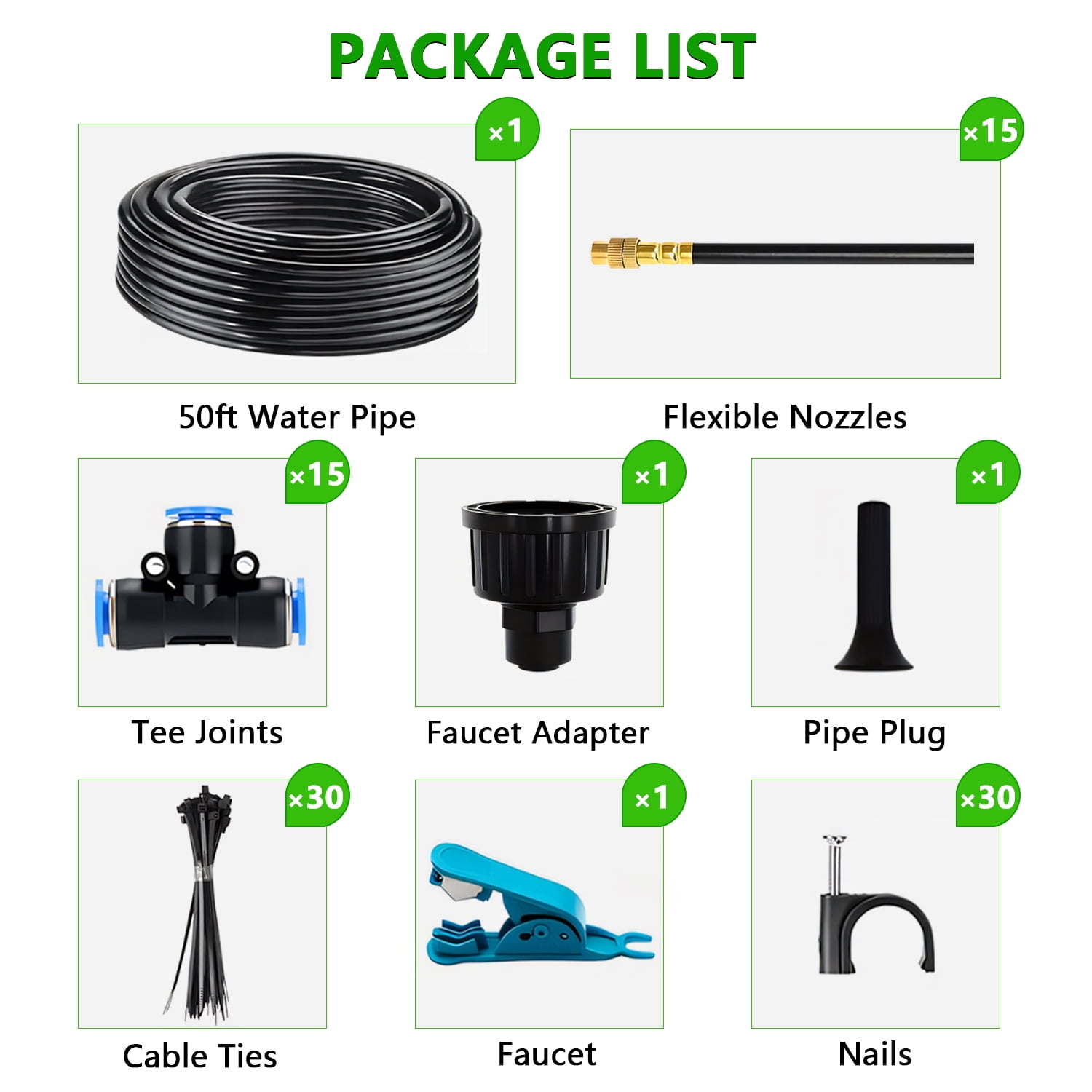 50 FT Drip Irrigation Kit with Adjustable Nozzles & Quick Connect, Automatic Watering System for Outdoor, Raised Bed,Potted Plant, Containers & Potted Plants