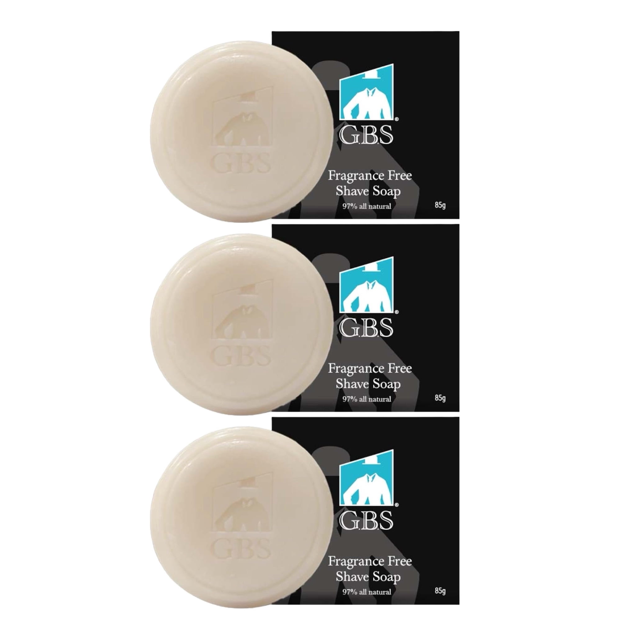 GENTS All Natural Shave Soap Set for Men, Fragrance Free Shaving Soap with Shea Butter for Sensitive Skin (3 Pack)