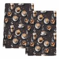 thumbnail image 2 of Coffee Kitchen Towels Set of 2, Hot Cafe Cup Beans Modern Retro Black Absorbent Dish Towels for Kitchen, Microfiber Hand Towel, Quick Drying Tea Towel for Cleaning Decorative Dishcloths, 2 of 7