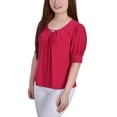 thumbnail image 2 of NY Collection Women's Petite Short Sleeve Balloon Sleeve Top With Hardware, 2 of 4