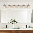 thumbnail image 3 of Kira Home Armada II 48" 6-Light Over Mirror / Bathroom Light, Hammered Glass Shades, Curved Arms, Brushed Nickel, 3 of 9