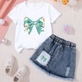 thumbnail image 2 of larppty Girls 2-Piece Outfit Set, New York Brooklyn Print Short Sleeve T-Shirt & Distressed Denim Skirt, Kids Casual Fashion Clothes for Play & Daily Wear（M， 5-6 Years）, 2 of 4