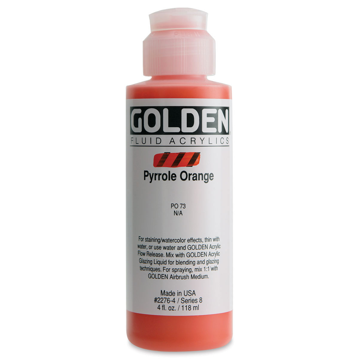 Golden® Fluid Acrylic, 4 oz., Pyrrole Orange