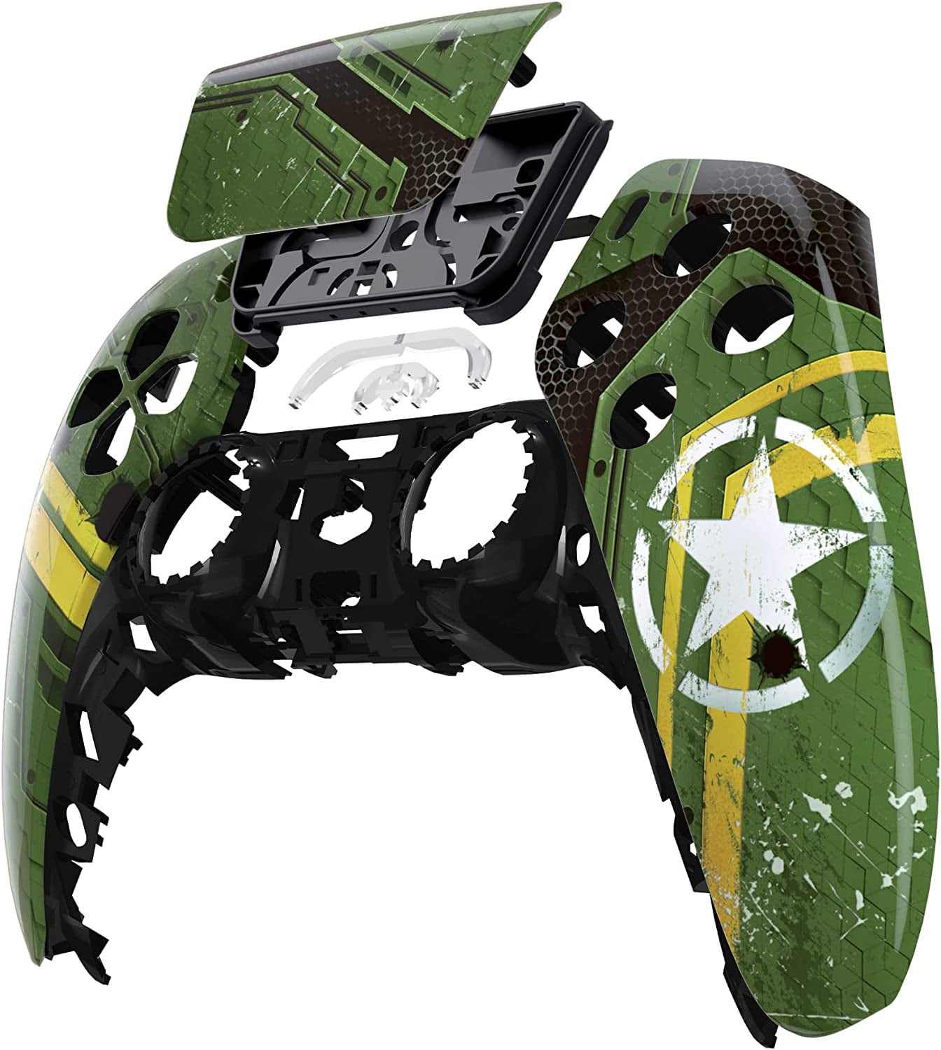 eXtremeRate Army Mecha Replacement Touchpad Front Housing Shell for ps5 Controller BDM-010/020/030/040