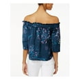 thumbnail image 2 of RACHEL RACHEL ROY Womens Blue Printed Short Sleeve Off Shoulder Top M, 2 of 2