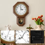Wall Clock,Imitation Wood Plastic Regulator Clock with Pendulum, Brown