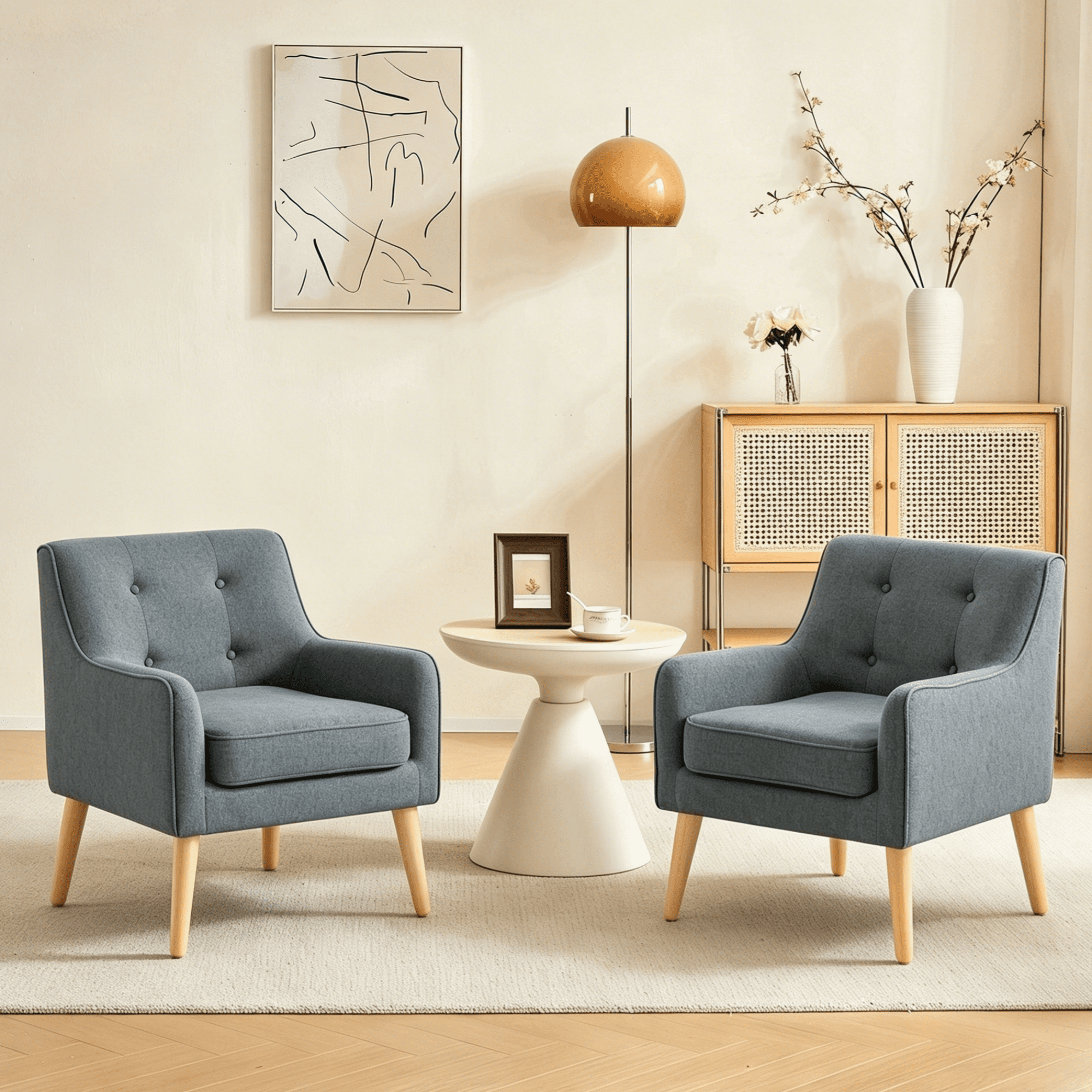 Gewnee 24.41”Modern Accent Chair,Upholstered Comfy Single Cahir with Tufted Ergonomic Backrest,High-Density Foam Seat for Small Spaces & Apartments.Dark Grey