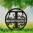 thumbnail image 4 of JASS GRAPHIX Thompson 12" Black Aluminum Composite Monogrammed Garden Sign Last Name Signs for Yard Home Garden Personalized, 4 of 5